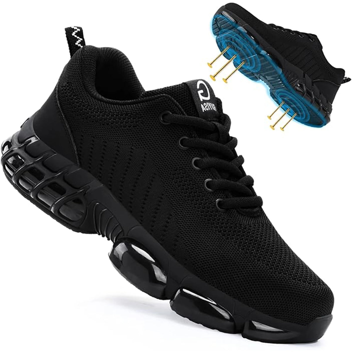 Steel Toe Work Shoes for Men Women Comfortable Lightweight Black Safety Construction Working Shoes Anti-Smash Anti-Puncture
